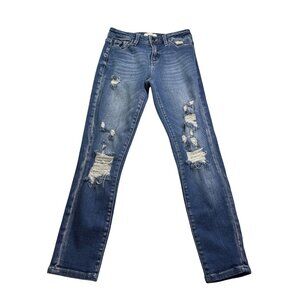KanCan Womens Distressed Mid-Rise Ankle Skinny Jeans Size 26 Medium Wash